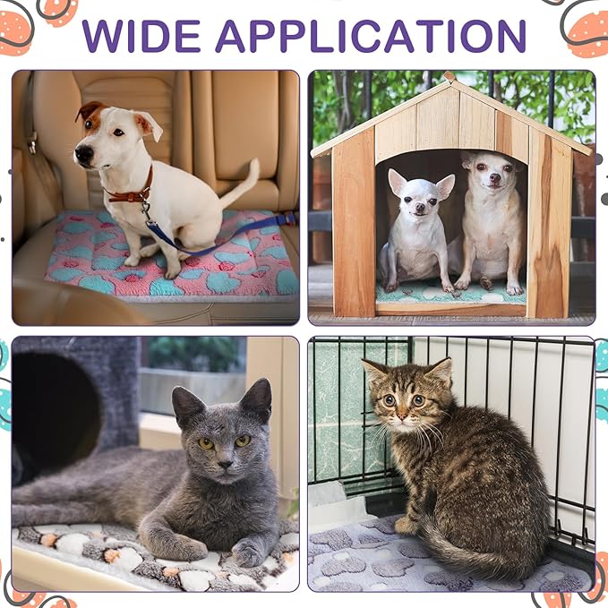 Haull 4 Pcs Waterproof Guinea Pig Bedding Guinea Pig Bed Plush Cage Liners Soft Rabbit Dog Crate Pad Cat Mat Reversible Cozy Animal Pee Pad Hamster Bunny Mat Accessory(Heart,13 x 18.5 Inch)
