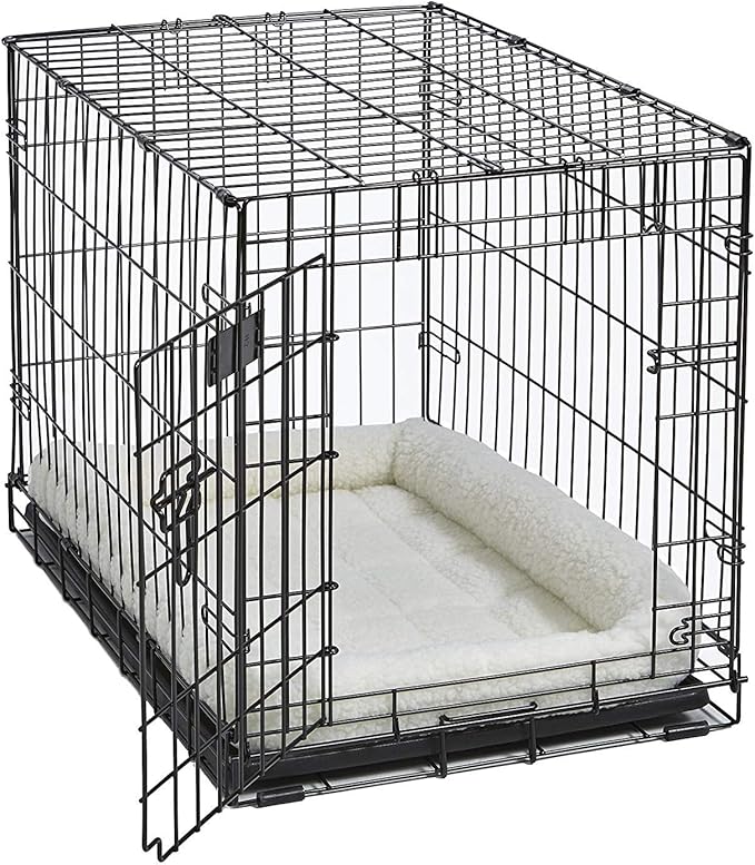 MidWest Homes for Pets QuietTime Dog Bed - White Fleece Bolster, Ultra-Soft and Machine Washable, Fits 42-Inch Crates and Carriers, for Large Breed Dogs