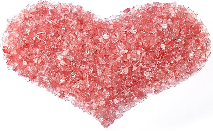 Natural Watermelon Crystal Chips Bulk 1 lb Small Tumbled Stones Crushed Crystal Pieces Decorative Stones for Vase Filler, Bottles, Crafts