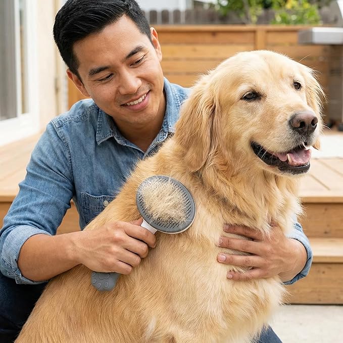 Cat Brush for Shedding for Indoor Cats & Dog Brush for Shedding - Perfect for Long & Short Haired Pets,Pet Brush for Dogs and Cats - Deshedding & Grooming Tool (Blue)