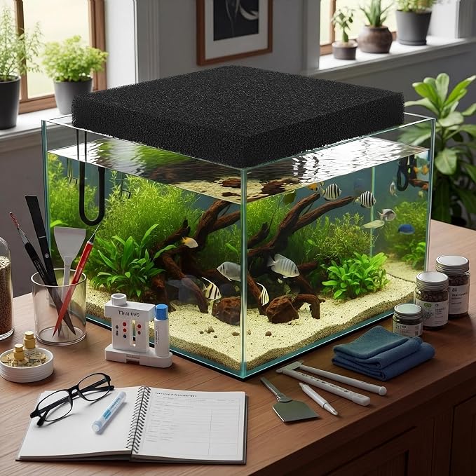 2 Pcs 10"x10"x2" Aquarium Bio Sponge Filter Pad Filter Media Foam Sponge Cut-to-Size Foam for Aquarium Fish Tank Pond