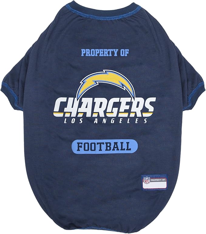 NFL Los Angeles Chargers Dog T-shirt Small. - Licensed Shirt for Pets Team Colored with Team Logos- Premium Stretchable Materials for the comfort of your Dog & Cat