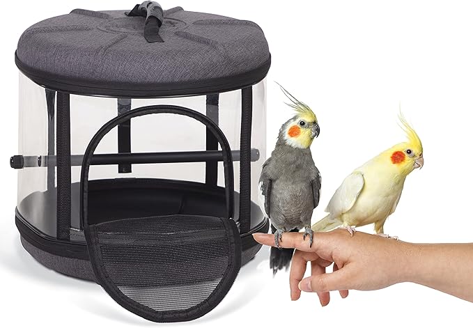 K&H Pet Products Mod Bird Carrier Travel Cage Gray/Clear 17 X 17 X 15.5 Inches