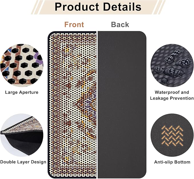Cat Litter Mat 26.8"x46.5" Double Layer Waterproof Litter Box Mat Washable Litter Trapping Mat