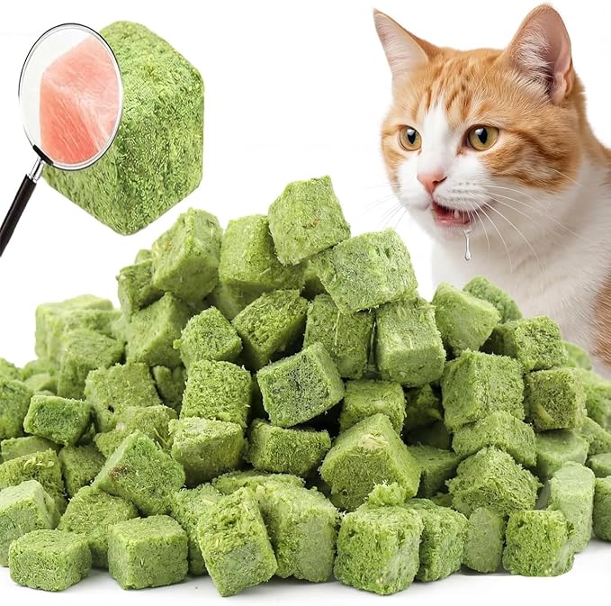 250g/8.82oz Cat Toy Cats Grass Treats, Fish Oil Kitten Grass Catnip Stick for Hairball Removal Teeth Cleaning Cats Edible Freeze Dried Kitty Lickable Chew Dental Snack for Indoor Kitty Food
