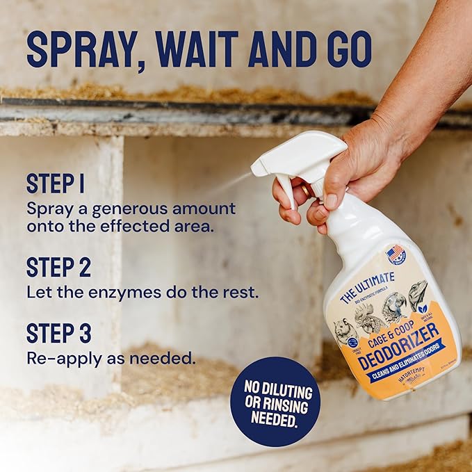 Hatortempt Chicken Coop Deodorizer & Cleaner Spray - 32 fl oz, Unscented - Ammonia Control Odor Eliminator & Coop Refresher for Chickens