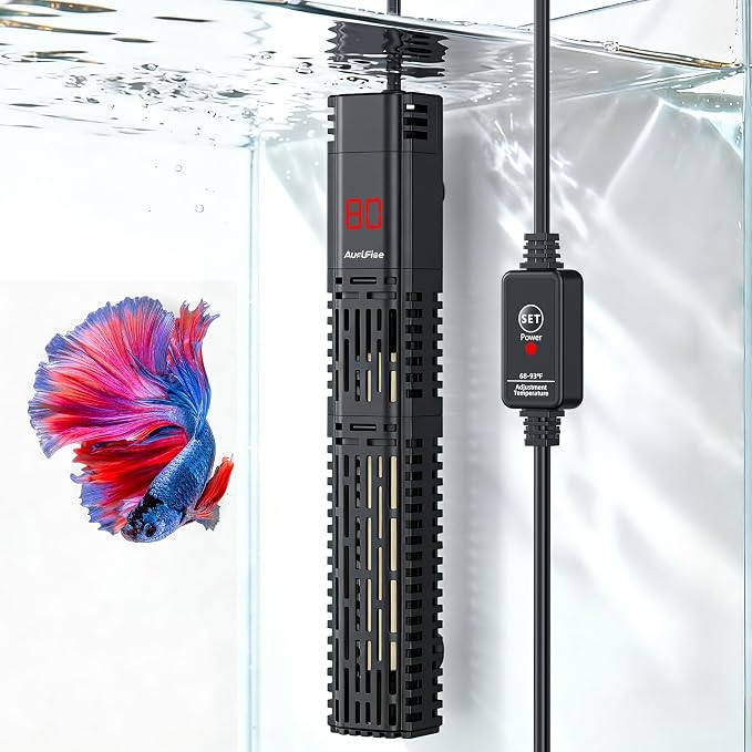Aquarium Heater for Fish Tank - 300W Submersible Fish Tank Heater | with Digital Display & Adjustable External Controller, Leaving Water Protection for 40-75 Gallon Freshwater Saltwater Tanks