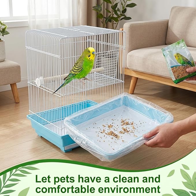 Bird Cage Liners, 80 Disposable Bird Cage Liner Bags, Quick and Easy Bird Cage Cleaning
