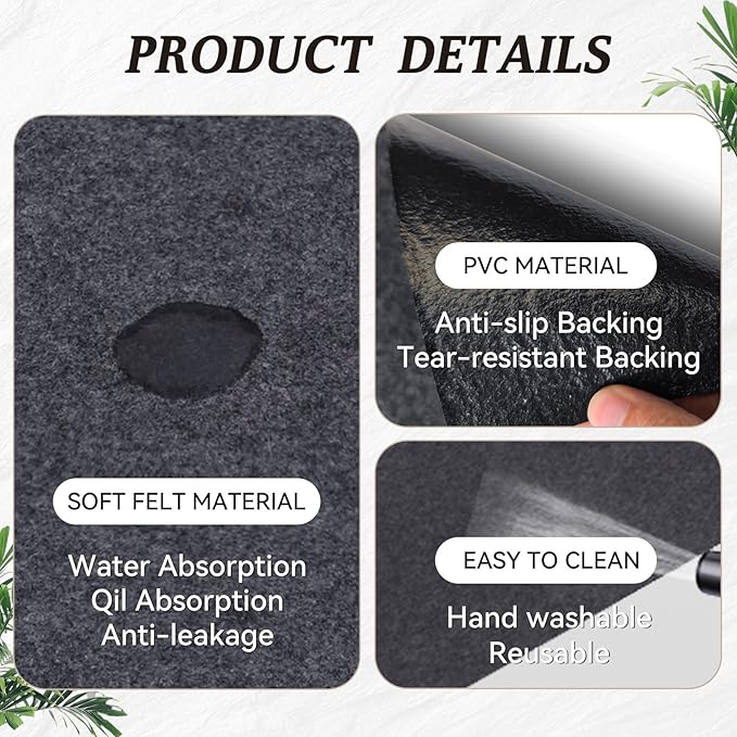 Large Bird Cage Mat, Under Pet Cage Mat, Absorbent/Waterproof Felt Pad for Bird Cages, Reptile Aquariums, Dog Kennels, with Non-Slip Backing for Hard Floors and Surfaces (30 x 36 inch)