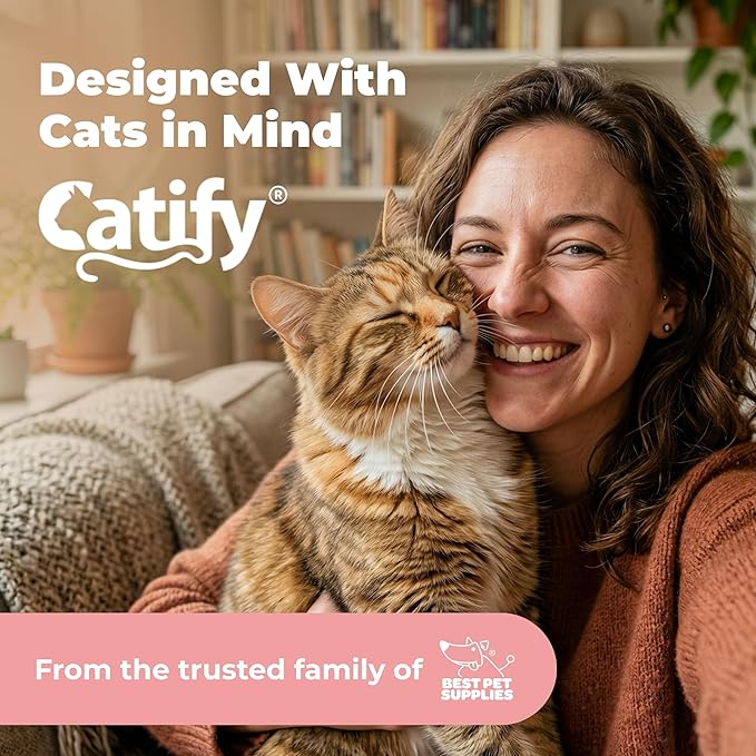 Best Pet Supplies Catify Cat Scratcher, Fun Interactive Scratchers, Posts, Poles, Claw Safe, Furniture Saver Indoor Play Support Natural Cat Behaviors Heavy Duty - Beige, 11.78 x 11.78