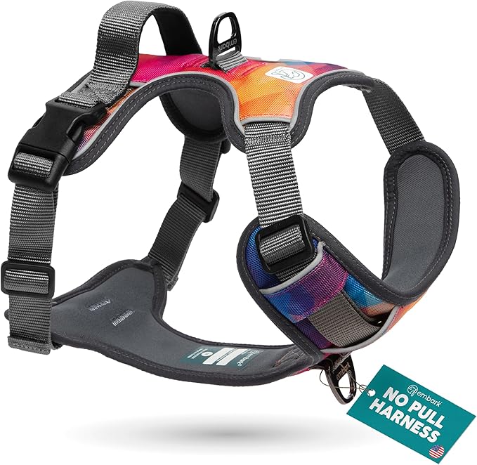 Embark Adventure Dog Harness for Small, Medium & Large Dogs – No Pull, Reflective Trim, Heavy Duty Oxford, 2 Leash Clips, Gel-Lined Handle, Soft Padded