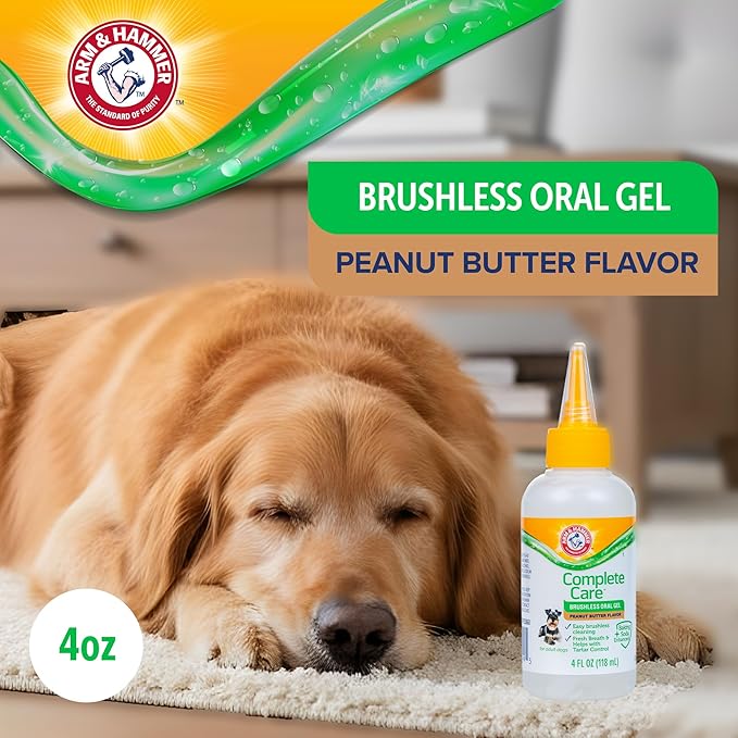 Arm & Hammer Complete Care Brushless Dental Kit for Dogs – Includes No-Brush Oral Gel + Dog Dental Spray, Fresh Breath, Tartar Control, Baking Soda Enhanced Dental Dog Supplies, 4 Fl Oz Each