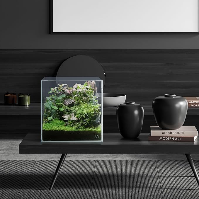 UNS Ultra Clear Rimless Tank - 24GAL | 91.1L - 17.71x17.71x17.71 | 45x45x45 CM, 6mm Glass Thickness, Leveling Mat Included - Low Iron, High Clarity Fish Tank w/ 45° Mitered Edge - [45C]