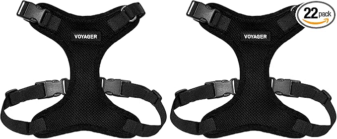 Voyager Step-in Lock Pet Harness - All Weather Mesh, Adjustable Step in Harness for Cats and Dogs by Best Pet Supplies - Black, XS (Pack of 2)