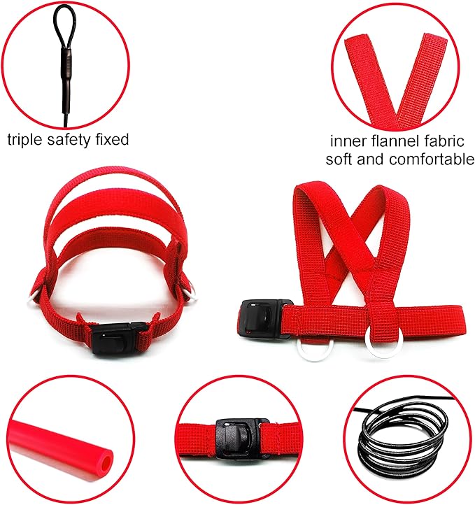 VANFAVORI Bird Harness with Buckle Clip and A Leash, Easy to Wear Training Kit for Bird Parrots Cockatiel S Size Weight 85-105 Grams,Red