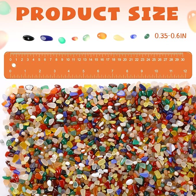 2.2 Lb/1000g Decorative Crystal Natural Agate Stone Pebbles Tumbled Gemstones Sea Glass Rock for Fish Tank Gravel, Vase Filler, DIY Crafts(Bright Color)