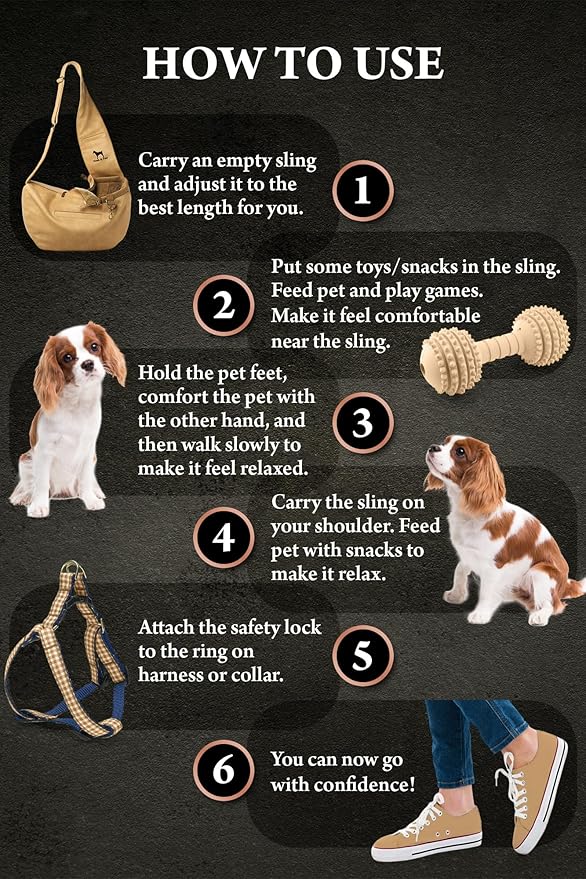 Noah & Paw Dog Sling Carrier for Small Dogs 5-18lb, Dog Sling for Small Dogs and Cats, Dog Carrier with Adjustable Padded Strap, Vegan Leather Lined with Fur, 3X Safety Features, Machine Washable
