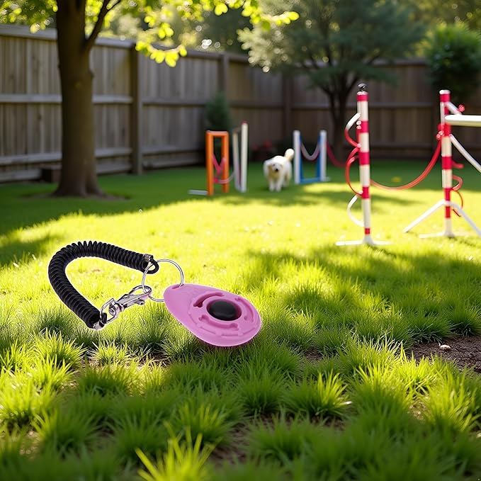 Jinshining 1pc Pink Clicker Easy to Use with Button Dog Training Accessories Strong and Long-Lasting,Training and Behavior Aids