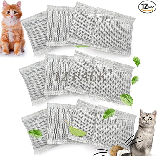 PurifyLogix 12 Pack Universal Odor Eliminator for Hooded Cat Litter Box, Natural Activated Charcoal Filters Refills, Cat Toilet Odor Control Replacement for Automatic Litter Box