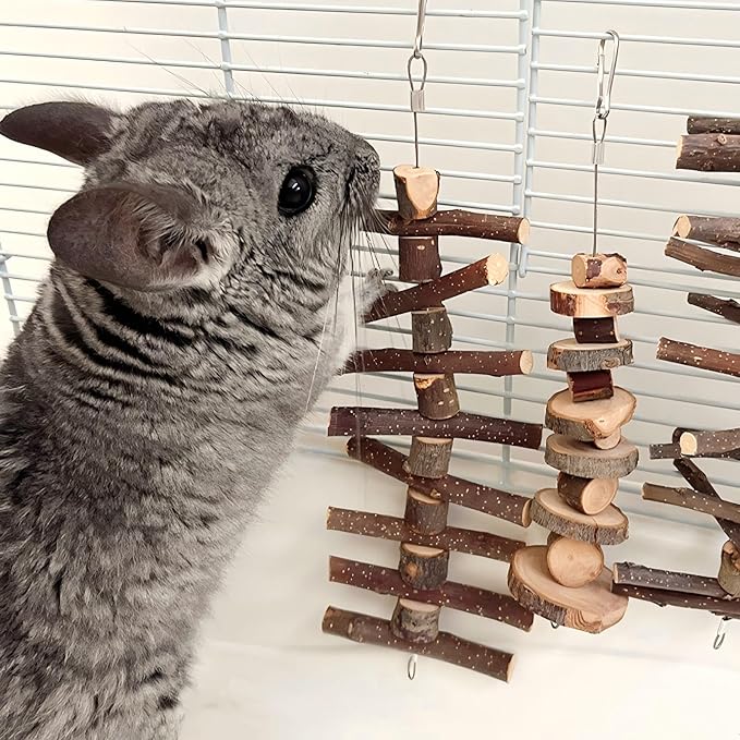 Rabbit Chew Toys, 2Pcs Bunny Chew Toys for Teeth Grinding, Natural Rabbit Toys Apple Wood Treat for Guinea, Hamsters, Pigs, Bunnies, Chinchillas, Small Pets