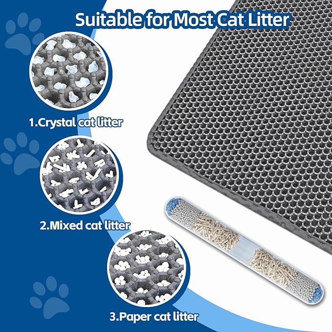 Cat Litter Mat Large Cat Litter Trapping Mat 30x24 inch Double Layer Urine and Water Proof Kitty Litter Box Mat XL