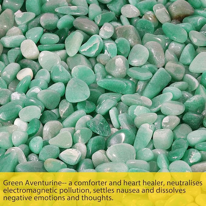 Green Aventurine Crystal Chips 2lbs (1200+ Pieces) -5-8mm Natural Polished Healing Stones for Plants, Aquarium, Crafts, DIY Decor, Jewelry Making & Spiritual Gifts ?Stone of Luck & Abundance