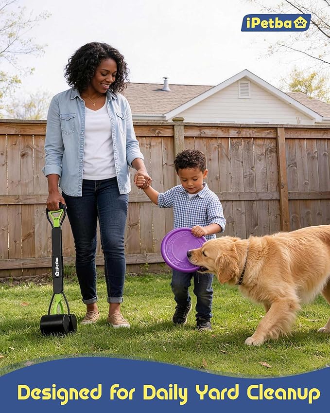 32 inch Pooper Scooper for Large Dogs – Heavy Duty Long Handle Dog Poop Scooper for Yard, No Bending Save Back, Ease of Pickup for Grass Gravel Concrete