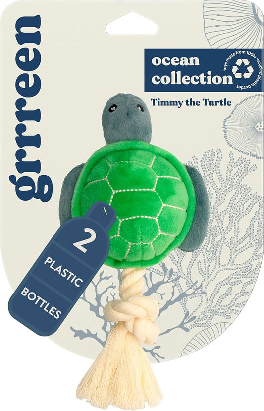 Dog Toys | Plush Turtle Stuffed Animal with Rope for Dogs | Eco Friendly Small Dog Toy