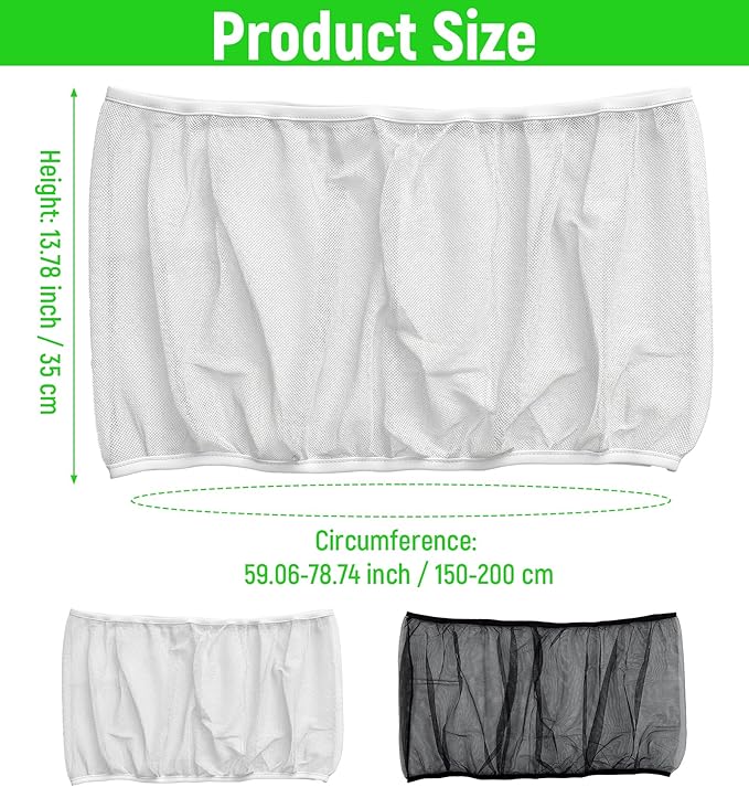2 Pcs Bird Cage Seed Catcher, Bird Cage Seed Catcher Guard Nylon Net Cover, Adjustable 137.8-196.9 Inches Circumference (Black & White, XL)