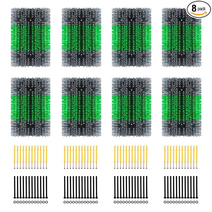 Extra Large Size Livestock Scratching Brush, Upgraded Horse/Goat/Cow/Cattle Scratcher Brush for Grooming, Itch Relief Horse Scratcher Brushes Kit with Two Sets of Mounting Screws(8-Pack,Gray)