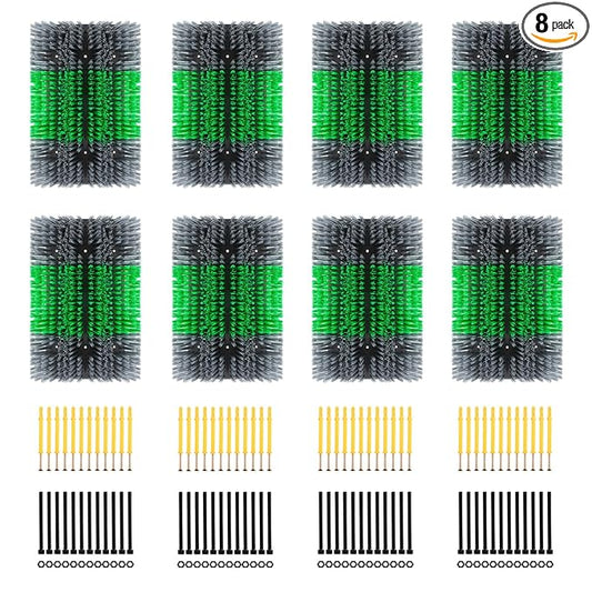Extra Large Size Livestock Scratching Brush, Upgraded Horse/Goat/Cow/Cattle Scratcher Brush for Grooming, Itch Relief Horse Scratcher Brushes Kit with Two Sets of Mounting Screws(8-Pack,Gray)