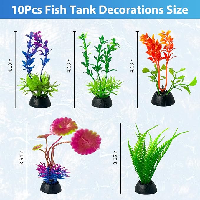 10Pcs Tank Accessories for Beta Fish,Small Fish Tank Decorations, Beta Fish Tank Starter Kit