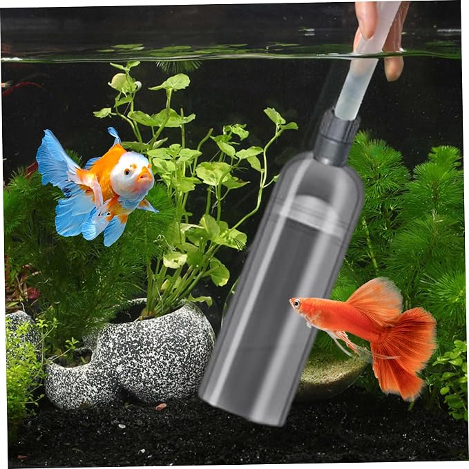 Fish Tank Vacuum Gravel Cleaner with Manual Pump – Flows Adjustable Aquarium Siphon with 3 Different Nozzles Water Changer for Home