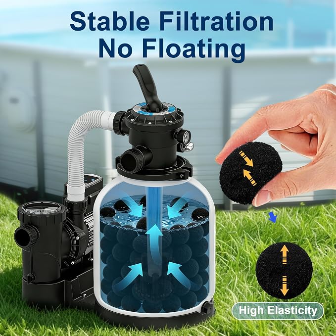 Pool Filter Balls with Activated Carbon, Black Media for Sand Filter | 1.5 lbs Replace 50 lbs Pool Sand, Reusable & Washable, Helps absorb oils & organic residue,for Pools, Aquariums and Ponds