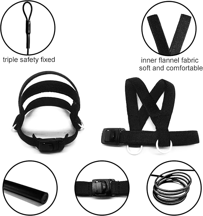 VANFAVORI Bird Harness with Buckle Clip and A Leash, Easy to Wear Outdoor Flying Kit for Bird Parrots Cockatiel S Size Weight 85-105 Grams, Black