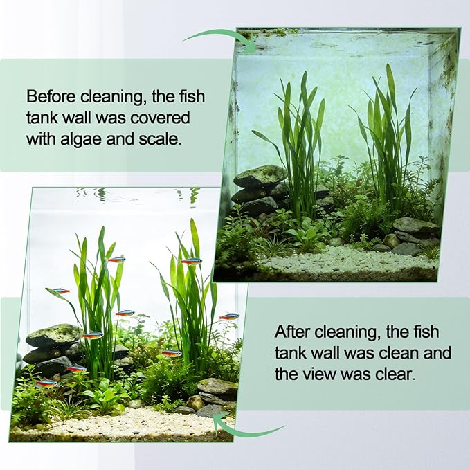 hygger Magnetic Aquarium Fish Tank Glass Cleaner,Detachable Dual-Blades Brush Tool with Floating Scrubber, Double Side Magnetic Algae Scraper for 0.4-0.8 Inch Thick Glass Aquariums Tank (L)