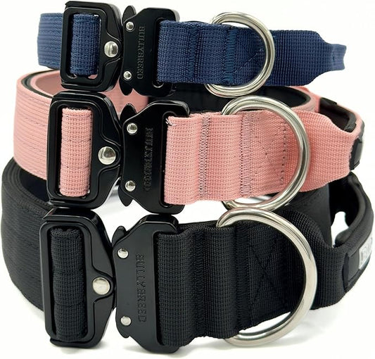 Heavy Duty Dog Collar, Tactical Dog Collar, Dog Collars for Medium Dogs, Waterproof Dog Collar, Dog Training Collar, Quick-Release Metal Buckle, Adjustable Sizes – BULLYBREED (Light Pink, Medium)
