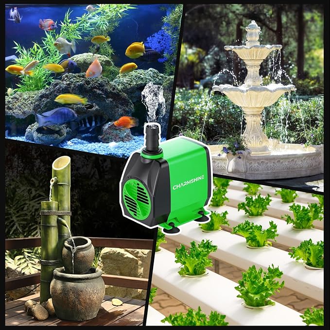 Small Fountain Pump Submersible Water Pump Aquarium 20W 396 GPH with 3 Nozzles & Free Filter Screen, Reinforced Motor, 8.2ft Power Cord Water Pump for Fish Tank,Hydroponics,Pond