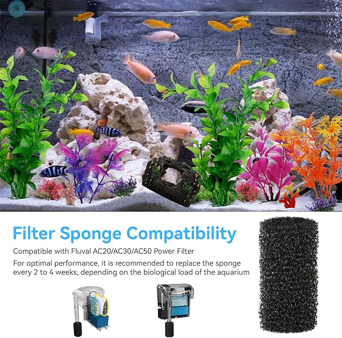 Prefilter Sponge for Fluval AC20/AC30/AC50 Filter, Aquarium Intake Sponges | Edge Prefilter Sponge Intake Strainer Cover for Freshwater Saltwater Aquariums Small Fish Shrimp Fry Fish, 6 pcs