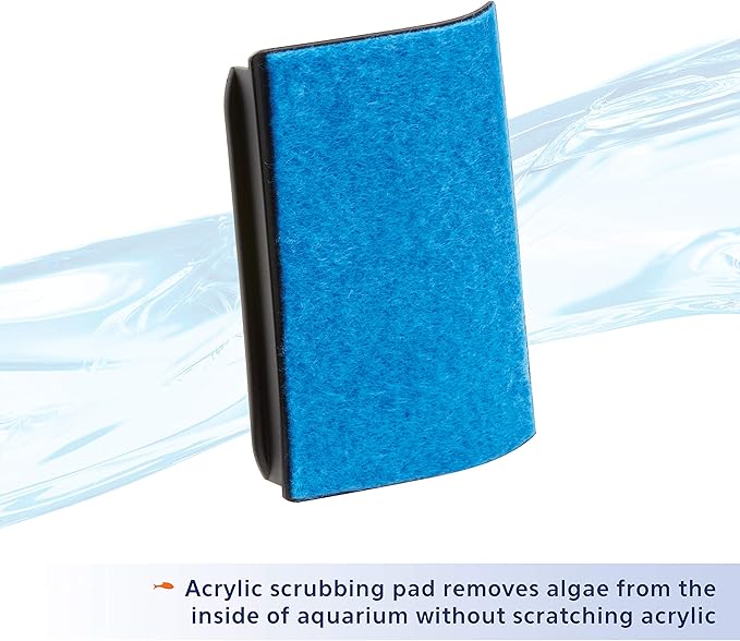 Aqueon Aquarium Algae Scraper, Fish Tank Cleaning Magnet, Mini | Magnetic aquarium glass cleaner for acrylic, curved pad cleans flat and curved surfaces