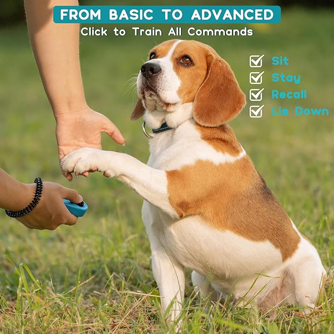 Pet Clicker for Dogs/Cats/Horses/Birds or Other Animals - Finger Clickers for Training (Black+Blue)