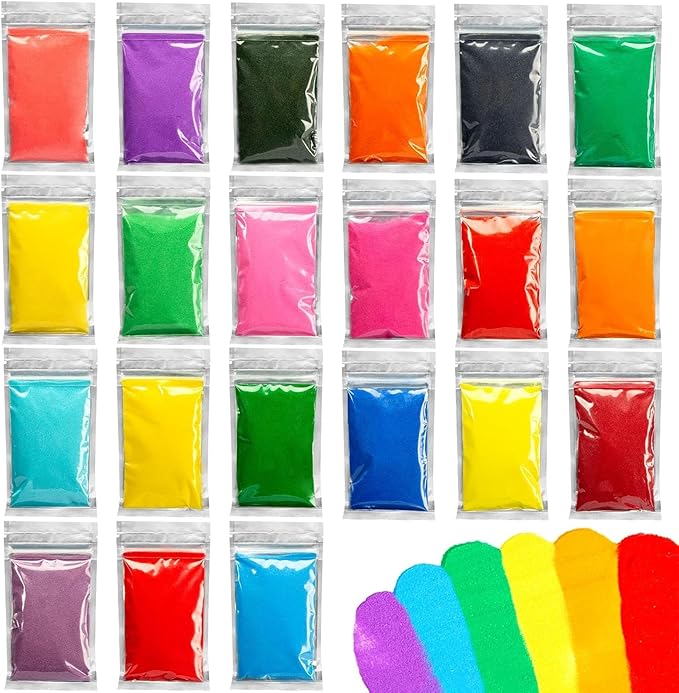 3 otters 21 Pack Colored Sand for Crafts | DIY Art, Painting Project, for Kids & Adults, Home Decorations, Wedding Centerpieces, Party Favors
