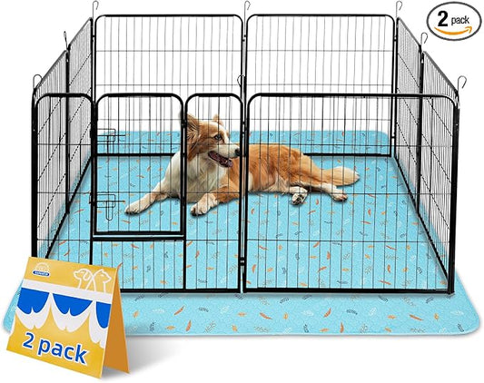 Sunheir Washable Pee Pads for Dogs Extra Large 48" x 60" 2-Pack, Reusable Puppy Pads Pet Training Pads for Dog Playpen Indoor, Waterproof Dog Pee Pads for Puppy Playpen, Whelping Pad - Sky Blue