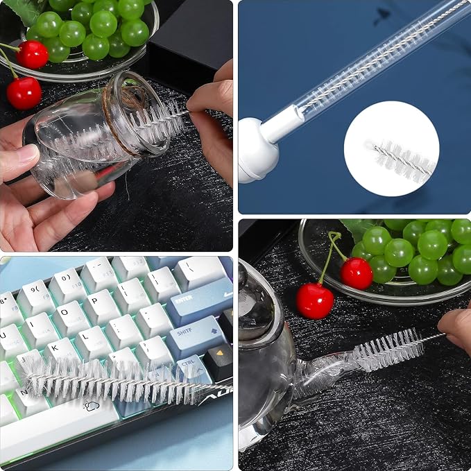 Ixiaoyoo 12 Pcs Bottle Cleaner Brushes Set, 11.8 Inch Nylon Cleaning Brush | White Straw Cleaner Brushes for Tumbler, Sippy Cup, Water Bottles, Hummingbird Feeders, Pipes, Sink Drain & Pet Waterers