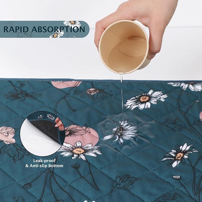IEUUMLER Washable Pee Pads for Dogs, 2 Pack Non-Slip & Waterproof Pack Whelping Pad, Reusable Washable Puppy Potty Training Pad with Fast Absorbent for Playpen EU007 (Navy Blue Daisy, 36"X48"-2pcs)