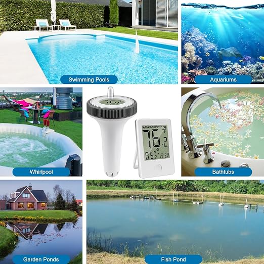 Pool Thermometer Floating Easy Read,Pool Temperature Thermometer Floating | Large Screen Digital Wireless Pool Thermometer Waterproof, Floating Pools Thermometers for Swimming Pools/Fish Tank/Hot Tubs