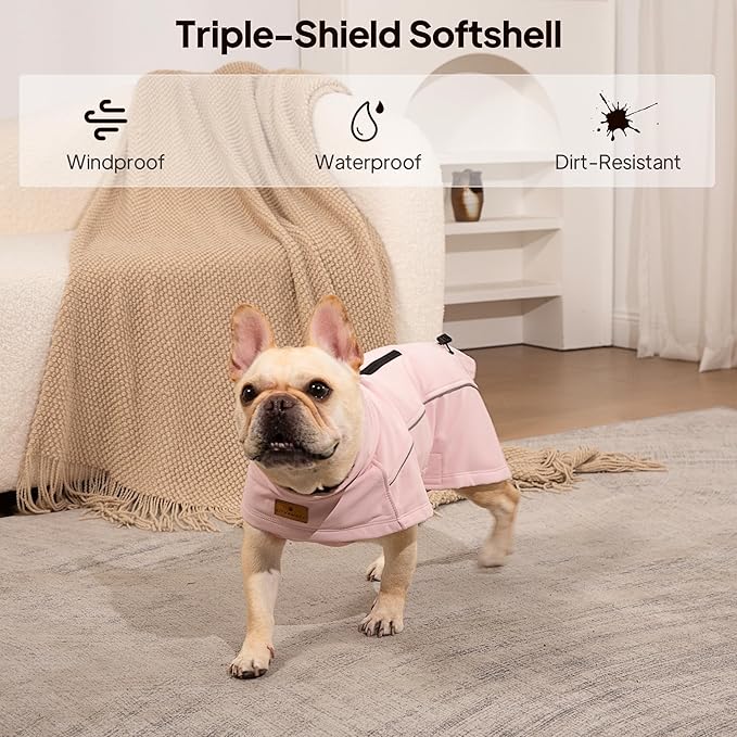 Dog Coat Warm Dog Winter Coat Waterproof Dogs Jacket with Reflective Pet Fleece Vest Zip-Up Cold Weather Coats for Large Dogs Turtleneck Windproof Coats (Grey,Small)