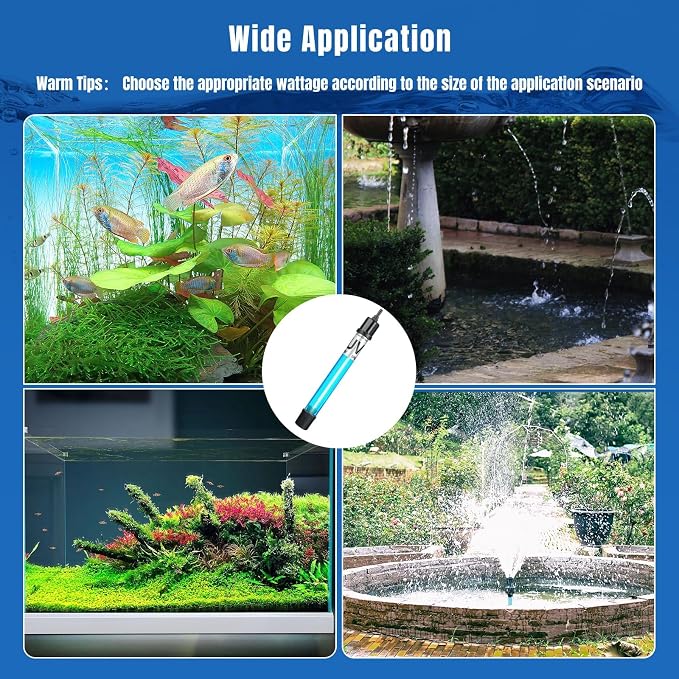 5W 6.9 Inch Aquarium UV Light for 10-55 Gallon Fish Tank Aquarium Light Green Clean Machine