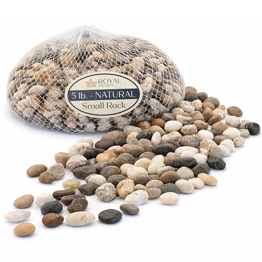 Royal Imports River Rocks, Aquarium Gravel – Natural 0.5"- 0.75" - 5 lbs | Decorative Ornamental Vase Filler Pebbles for Potted Plants, Terrariums, Vases, Succulents, Fish Tank Gravel, DIY & Crafting