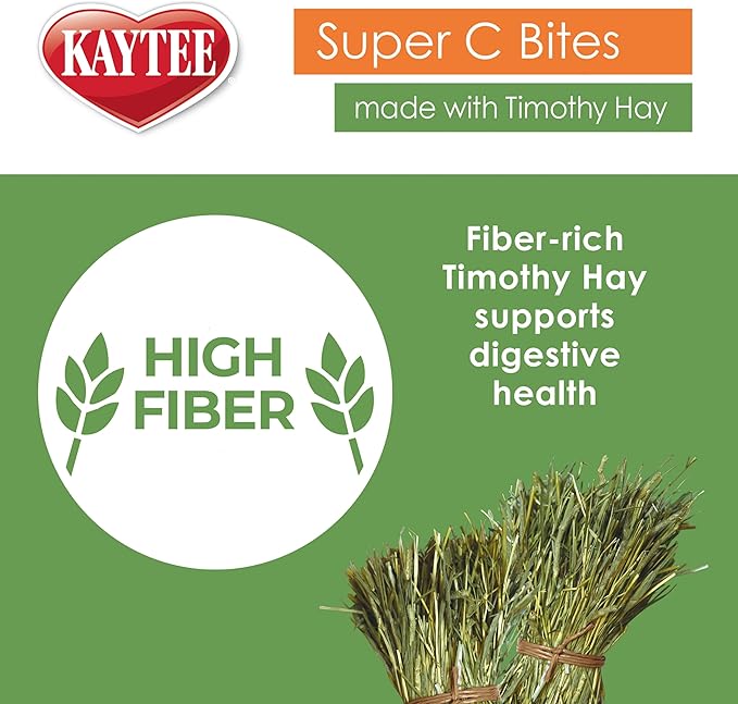 Kaytee Super C Bites Treat for Pet Guinea Pigs, Adult Rabbits, Chinchillas, and Other Small Animals, Cranberry and Orange, 4 oz (Pack of 2)